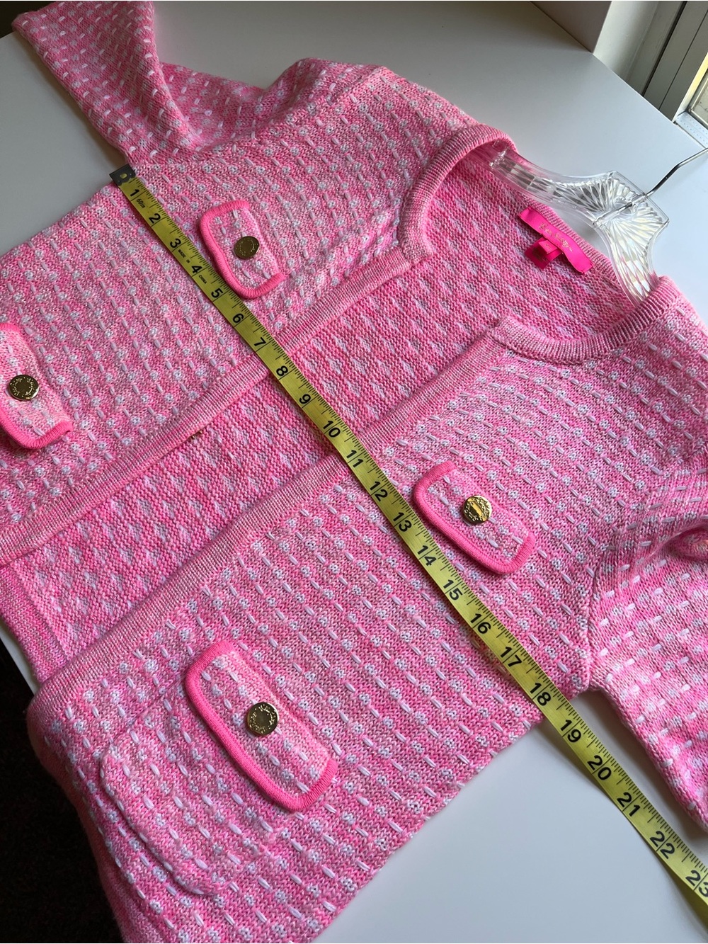 Lilly Pulitzer Kienna Cardigan Sweater Pink Knit XS Preppy Coastal Lady Jacket - Picture 10 of 11